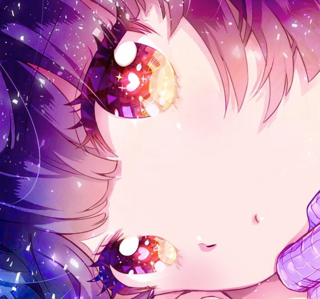 1girl solo close-up looking at viewer eye focus bangs purple hair  illustration images