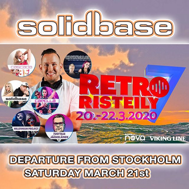 Time for a party with friends on Viking Line (M/S Mariella) the 21st of March. Radio Nova Retro Cruise is hosted the Party. Come and join us❤️
#solidbase #solidbaseofficial #eurodance #dance #90s #welovethe90s #dancemusic #eurodance90s  #partytime #eurodancefestival #music