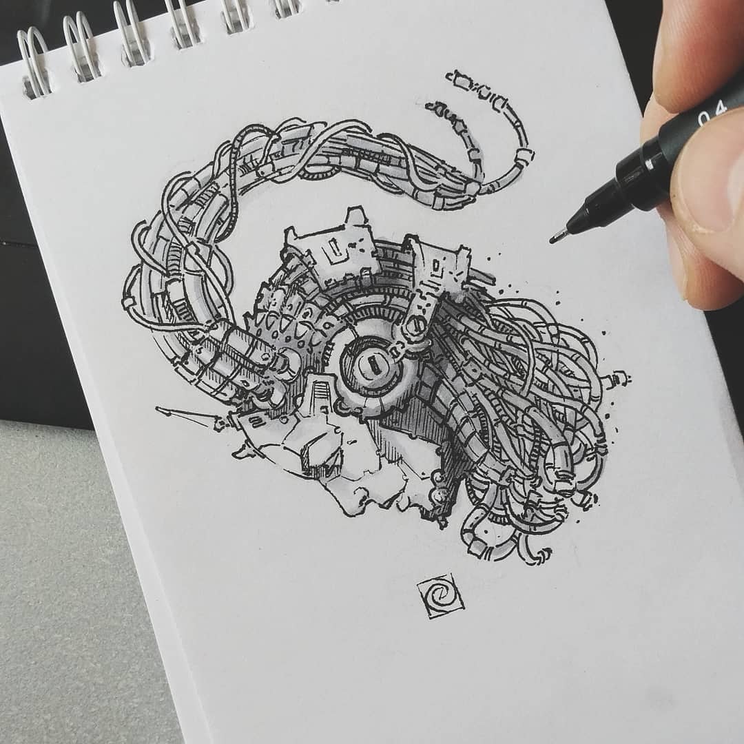 #capricorn #robot #cyborg #illustration #sketch #sketchbook #drawing #draw #dieraru #digitalera #copic #artist #scifi #horoscope #art