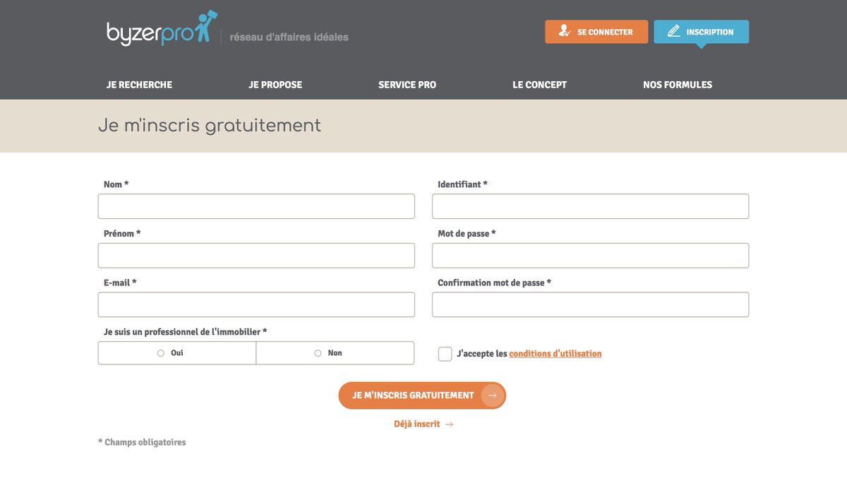 [INSCRIPTION GRATUITE] Concrétisez votre projet immobilier sur Byzerpro.com : le premier site de matching pour l'immobilier ! Inscrivez-vous GRATUITEMENT et déposez votre projet en seulement quelques clics pour activer le matching ! ➡️ bit.ly/2KGowF0 #ÇaMatch