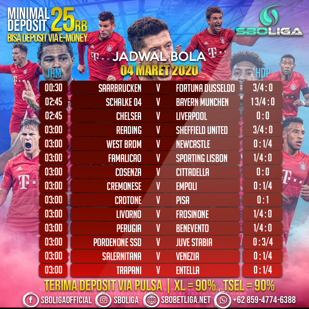 PZahraman's tweet photo. Jadwal pertandingan 04 MARET  2020
Pasang taruhan tim unggulan anda di ⚽SBOLIGA

#SBOLIGA #JudiOnline #SBOBET #BandarBola #AgenBola #Parlay #banjir #Euro2020 #RabuAmbyar #KamisAmbyar #JumatBerkah #ElClassico https://t.co/X9NjUvFuEZ