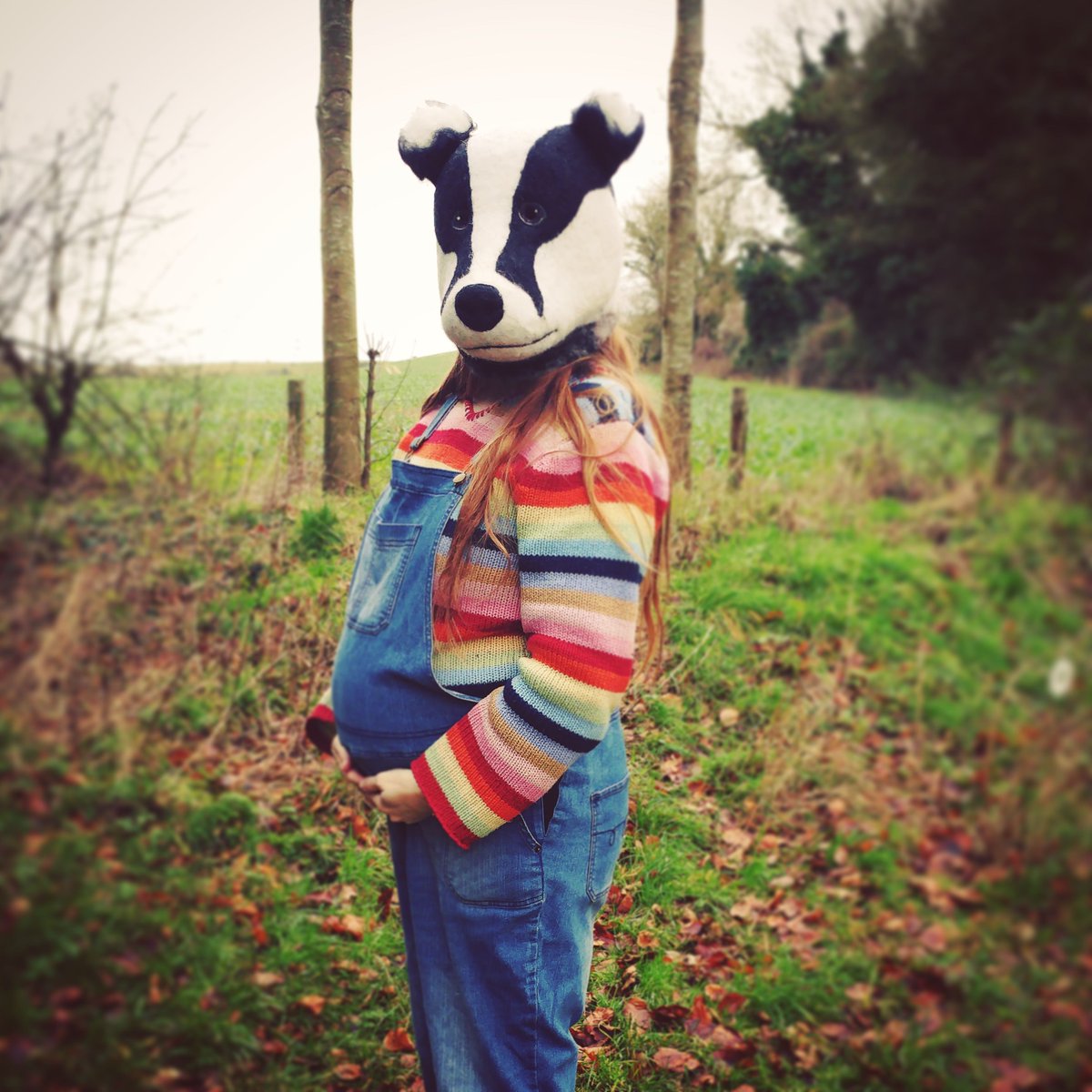 #MarchMeetTheMaker Day 3: time. Since this bump became two babies I have had a lot less time to felt - and to sleep! There's nothing like having no time spare to focus the mind on what is important. #marchmeetthemaker2020 #feltmask #badgermask #woolmask #realisticmask #larp