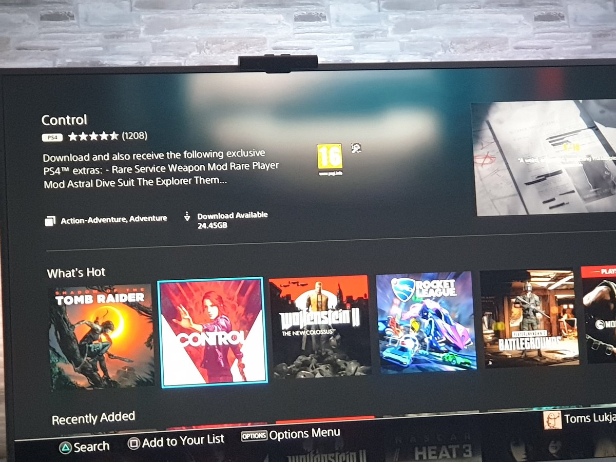 moTtheWhite's tweet photo. Has anyone mentioned that Control is on? #psnow #ps4 #contrl #remedygames https://t.co/SjFNxH5lJ9