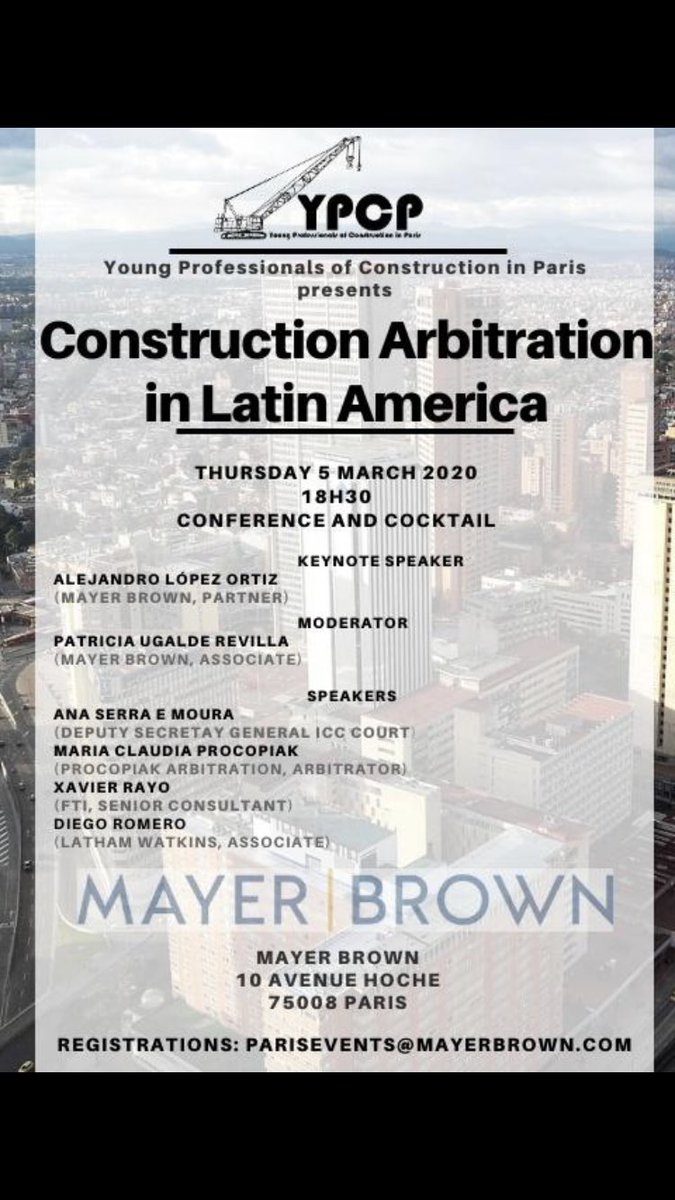 ALeoveanu's tweet photo. Join us on Thursday for a new YPCP conference on Construction Arbitration in Latin America! https://t.co/Caktt6mhdu