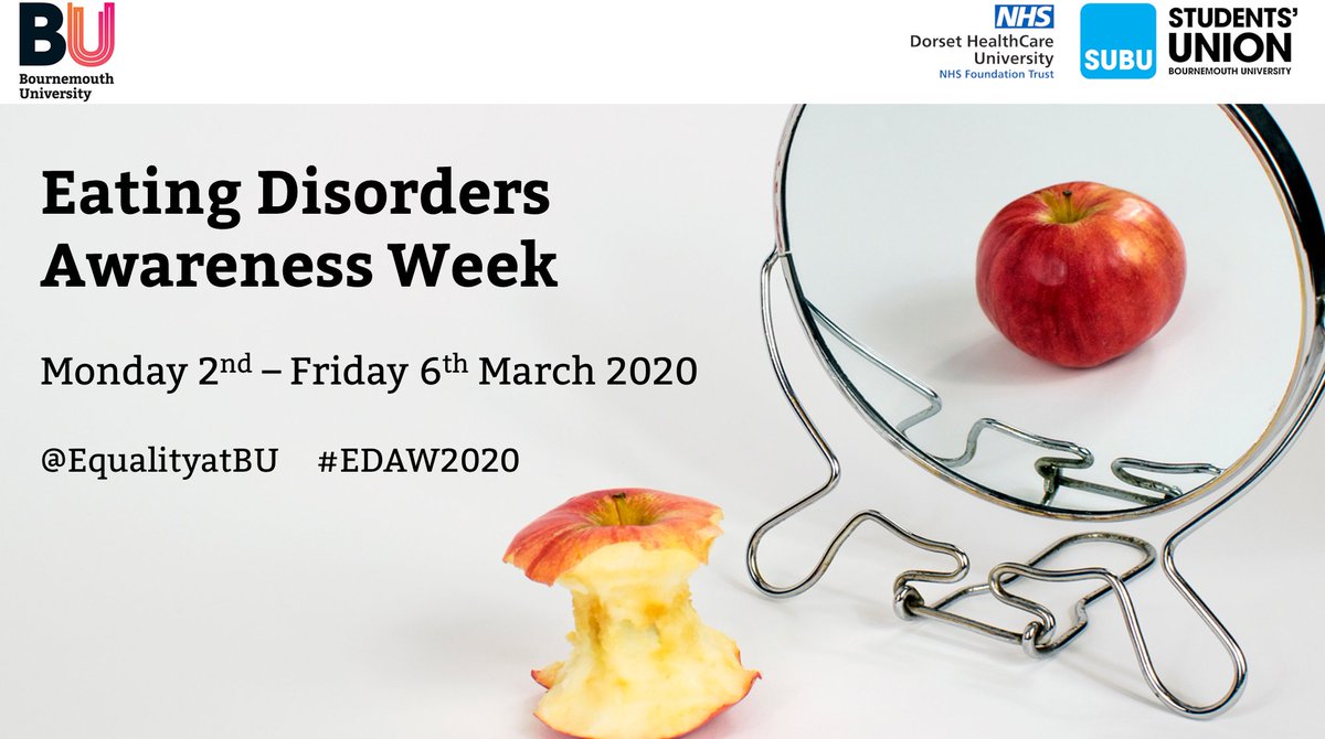 Looking forward to hearing <a href="/DaveChawner/">Dave Chawner</a> and Richard Lee discussing what it's like to live with someone with an Eating Disorder today <a href="/bournemouthuni/">Bournemouth Uni</a> #EDAW2020 
<a href="/SUBUWelfare/">Joanna Ann</a> <a href="/DorsetHealth/">Dorset HealthCare</a> <a href="/SUBUBournemouth/">Students' Union at Bournemouth University</a> ow.ly/nCRU30qmwHU