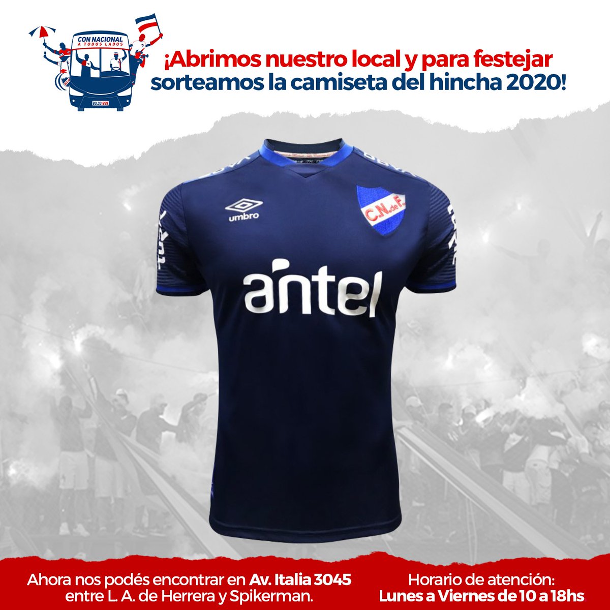 Abrimos nuestro local y para festejar sorteamos la camiseta del hincha 2020‼️
Para participar del sorteo tienes que seguirnos, etiquetar a 2 amig@s y retwitear la imagen
Av. Italia 3045 entre L. A. de Herrera y Spikerman 🏠
Contacto: 091 954 831
Fecha Sorteo: Domingo 12 de Abril