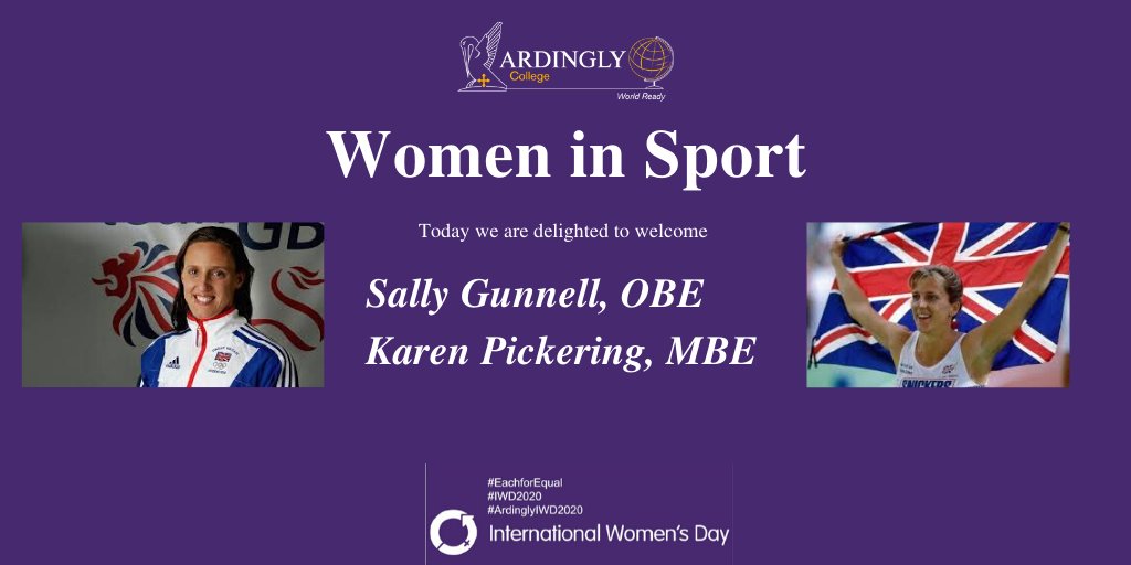ArdinglyCollege's tweet photo. So excited to welcome@SallyGunnell @Karen_Pickering to coach young athletes at our Women in Sport workshop. We look forward to welcoming #HandcrossPark #CumnorHouse and other schools. Have an inspirational day! #ardinglysport #IWD2020 #ArdinglyIWD2020 #EachforEqual https://t.co/1Liu4qh46Y