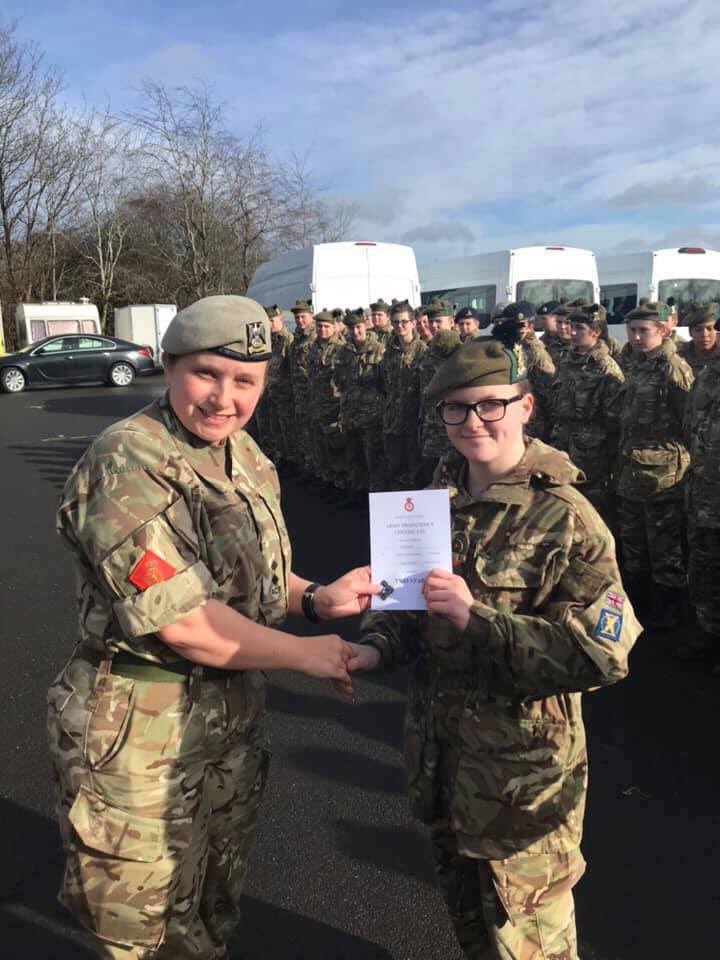 SQArmyCadets's tweet photo. (2/3)Two Star Army Profficiency Certificates were also presented to Cadets Jay Hunter &amp; Wyatt Paterson morning plus Lance Corporal Tyler Noble. Their next step is learning to become junior cadet instructors #maximisingpotential 
@ArmyCadetsUK @LBCadet @ArmyCadetsScot
#queensferry https://t.co/CPjiQ2WYE1
