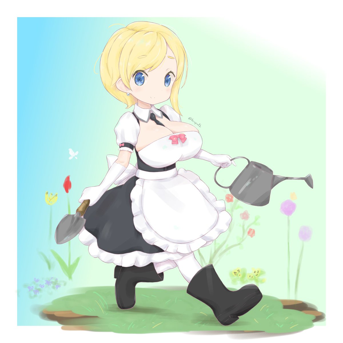 お庭のメイドさん
#オリキャラ #オリジナルイラスト 