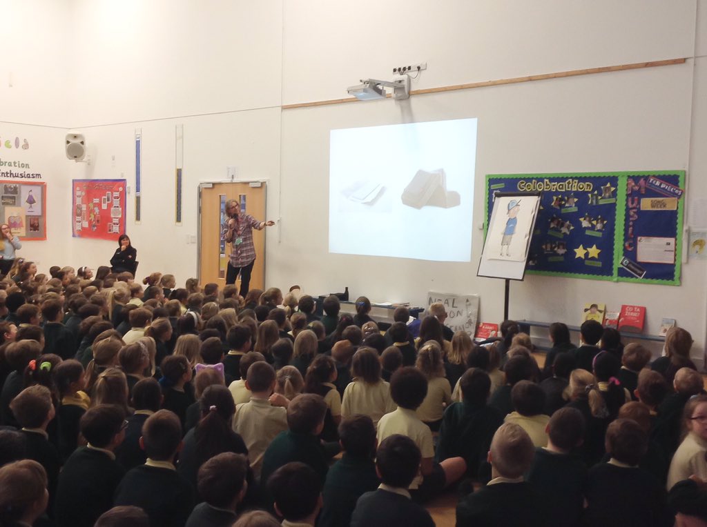 LaytonNeal's tweet photo. Great start to #worldbookweek with 500+ children packed into a school hall! Thanks @lindfieldpri for a fun and engaging day.
#planetfullofplastic #dannymcgeedrinksthesea
@wrenandrookbook
@HachetteKids https://t.co/P5FhSxTkK1