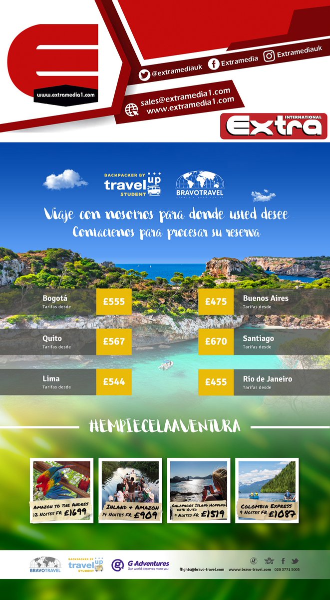 ExtraMediauk's tweet photo. ✈ @Bravo_Travel te lleva a tu destino→ https://t.co/E7LD3BXVCl #Londres #viajes #latinos #febrero #Publicidad #London #Extraradio1 #ExtramediaUK https://t.co/fzzqcfnf2B