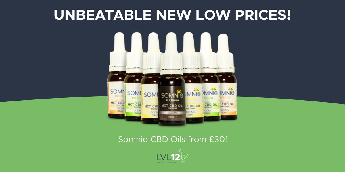 lvl12CBD's tweet photo. Somnio CBD's incredible range of super affordable #CBD oils just got even more affordable, starting at £30 for a 500mg bottle!
Have you tried CBD yet? With prices like this, what's stopping you?
https://t.co/InAQ4Jplcz
#cbdoil #hempoil #cbdsaves #cbdheals #hemplife #cbdproducts https://t.co/vpsAifyuFc