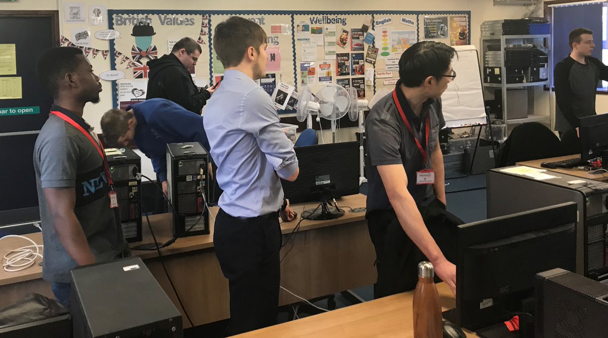 solveway's tweet photo. #techtuesday our Level 4 Network Engineers are busy building a local area network in class #teambuilding #apprenticeships #Careers #ncw20 #solveway https://t.co/XH2UrIWCFH