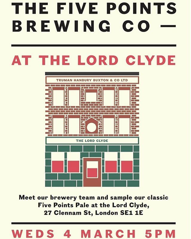 LordClydePub's tweet photo. Morning all, Wednesday night we have the lovely @fivepointsbrew coming down to do some tastings of their delicious Pale Ale. They're here from 5pm so tell Sandra to do the photocopying herself 'cos you've got places to go (here), people to see (us). Chee… https://t.co/Fi1wQyx90Q https://t.co/yjRKNHC8Ir