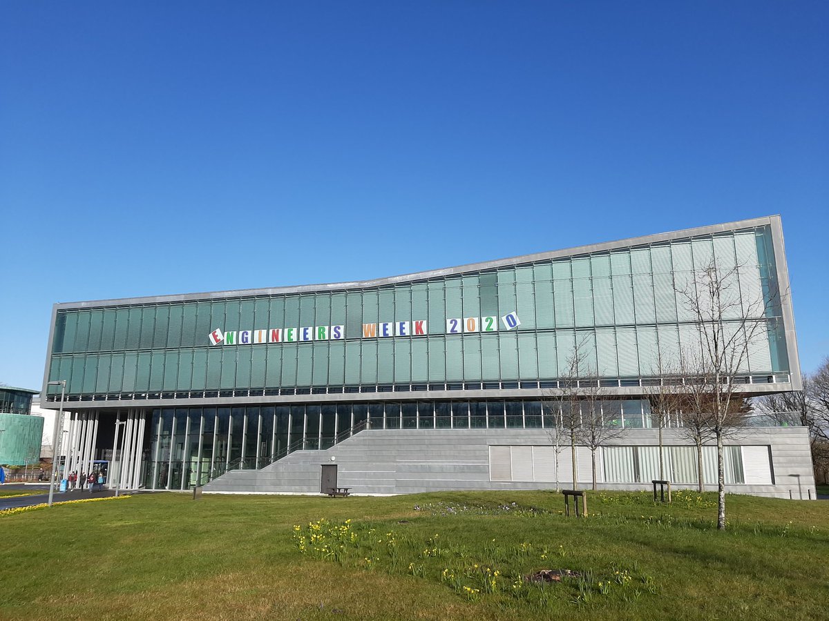 GogginsJamie's tweet photo. After #StormJorge caused the cancellation of our #Family #Fun day on Saturday, we have beautiful blue skies here @nuigalway for a day of shows for >300 primary school children as part of #EngineersWeek. #AlicePerry is taking them on an adventure in the building named after her! https://t.co/SzTfkBSzBx