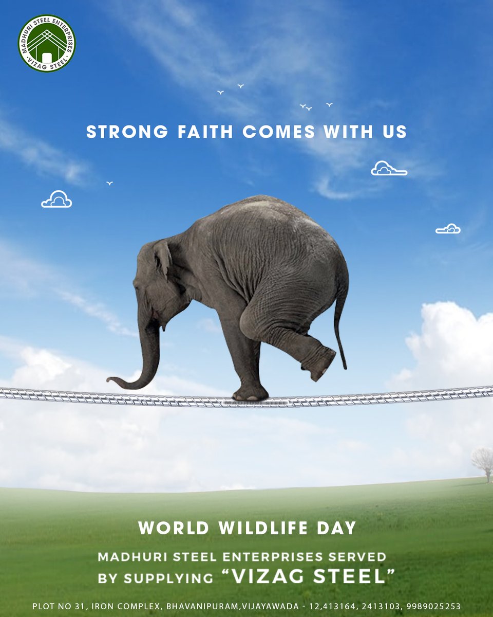 MadhuriSteel's tweet photo. Strong faith comes with us.
World Wildlife Day.

#worldwildlifeday #wildlife #wildlifeday #inourhands #youngvoices #steelenterprises #steel #vizagsteel https://t.co/ab8wx9caXI