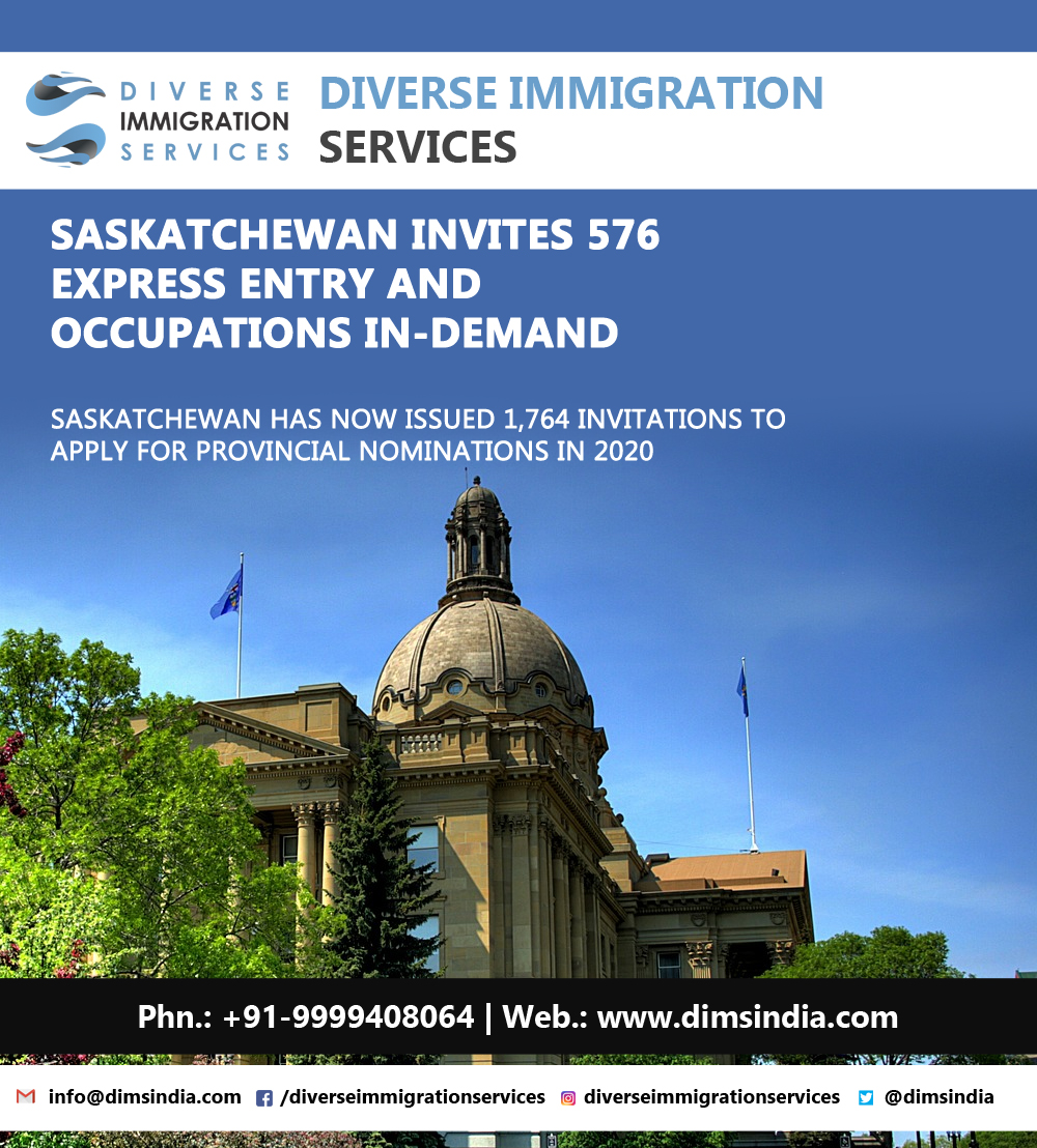 DimsIndia's tweet photo. Saskatchewan Invites 576 Express Entry And Occupations in-Demand
#saskatchewan #saskatchewandraw #expressentry
#CanadaPR #CanadaExpressEntry 
Saskatchewan has now issued 1764 Invitations to Apply for provincial Nominations in 2020
Further query -  9999408064 | info@dimsindia.com https://t.co/YcMdSZduKV