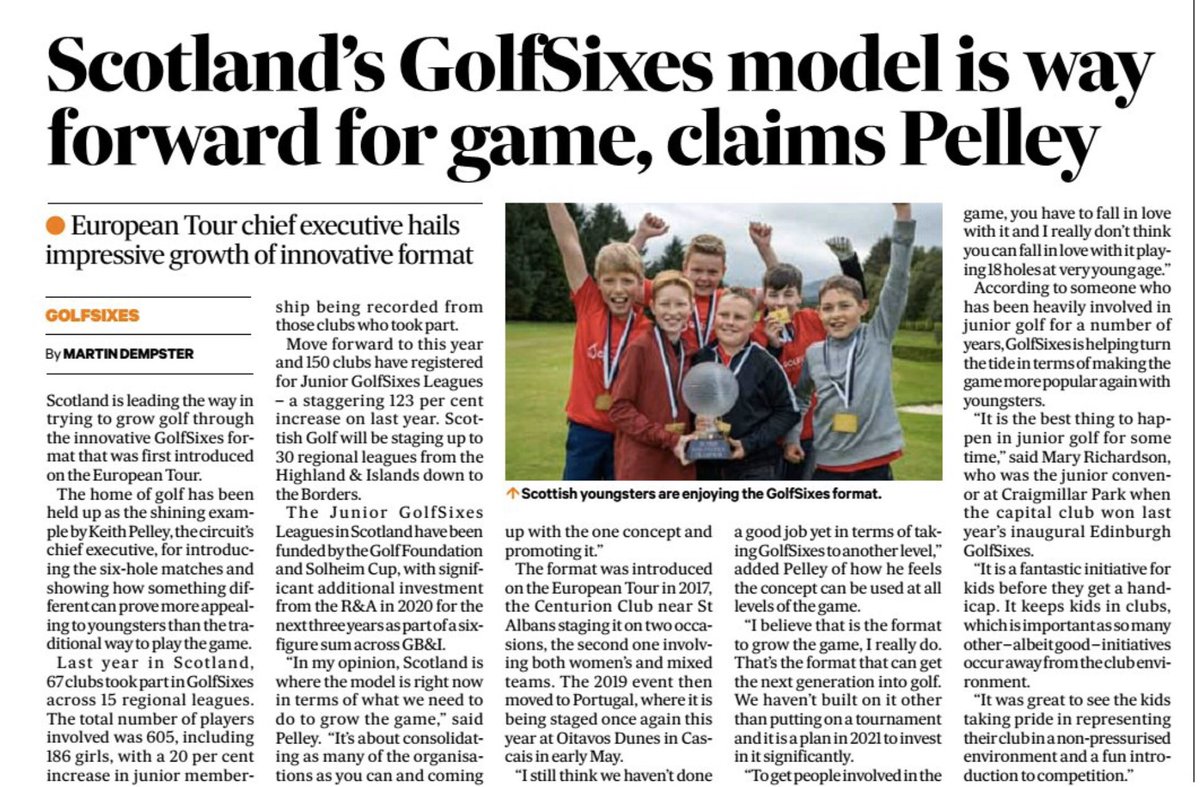 Fantastic to see GolfSixes growing in Scotland. A great initiative which not only help develops junior golf but also supports clubs and encourages kids to be part of their local golf community and be proud to represent their club. @ScottishGolf @GolfRootsHQ #growingmembership
