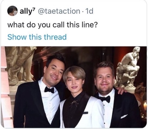 igyyooniemin's tweet photo. New family line
Fallon - momma
Corden - papa
Jimin - son
#babymochi #papamochi #fallonxbts https://t.co/zWzDzBdTjN