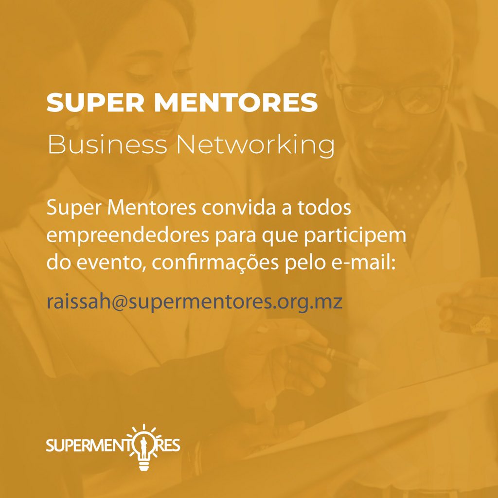 supermentores's tweet photo. Temas:
- Segunda edição Super Mentores 
- Financiamento start ups 
- Empreendedorismo Feminino (A experiência da Win - Women In Business).

Super Mentores convida a todos empreendedores para que participem do evento, confirmações pelo e-mail: raissah@supermentores.org.mz https://t.co/5KQfEgOtUE