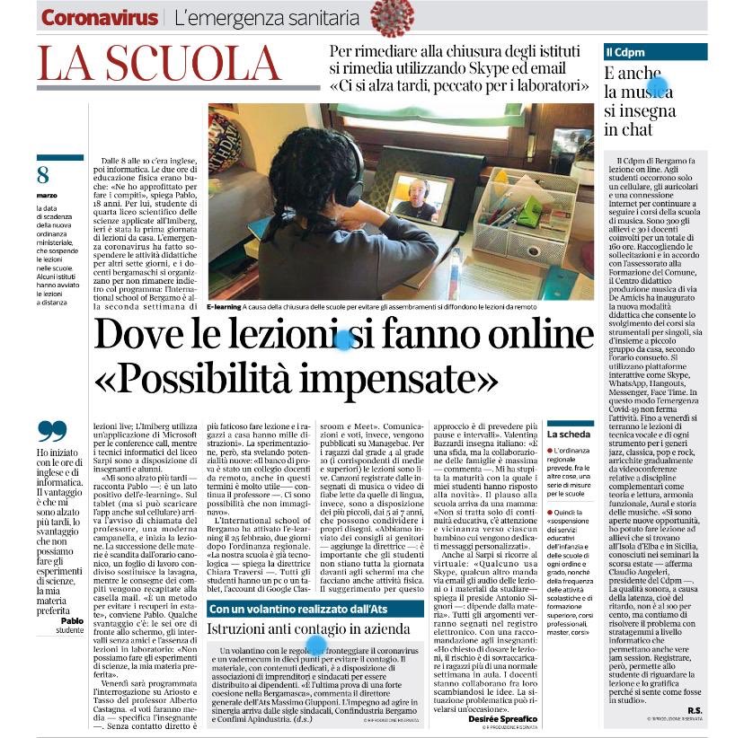 Best practice for online learning in Bergamo! 

Having one week of experience with our virtual school gave us the opportunity to share our key findings with others. 

#parlanodinoi #isbergamononsiferma
#inspirededucationgroup