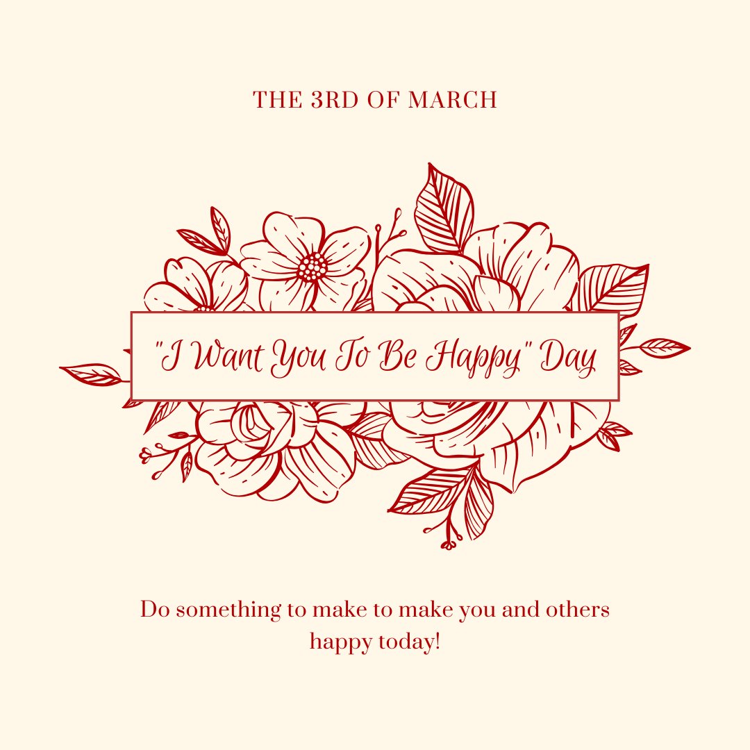 I Want You to be Happy Day on March 3rd encourages us to do something that makes others happy. Consider someone else’s happiness from their point of view! 
#etsu #IWantYouToBeHappyDay