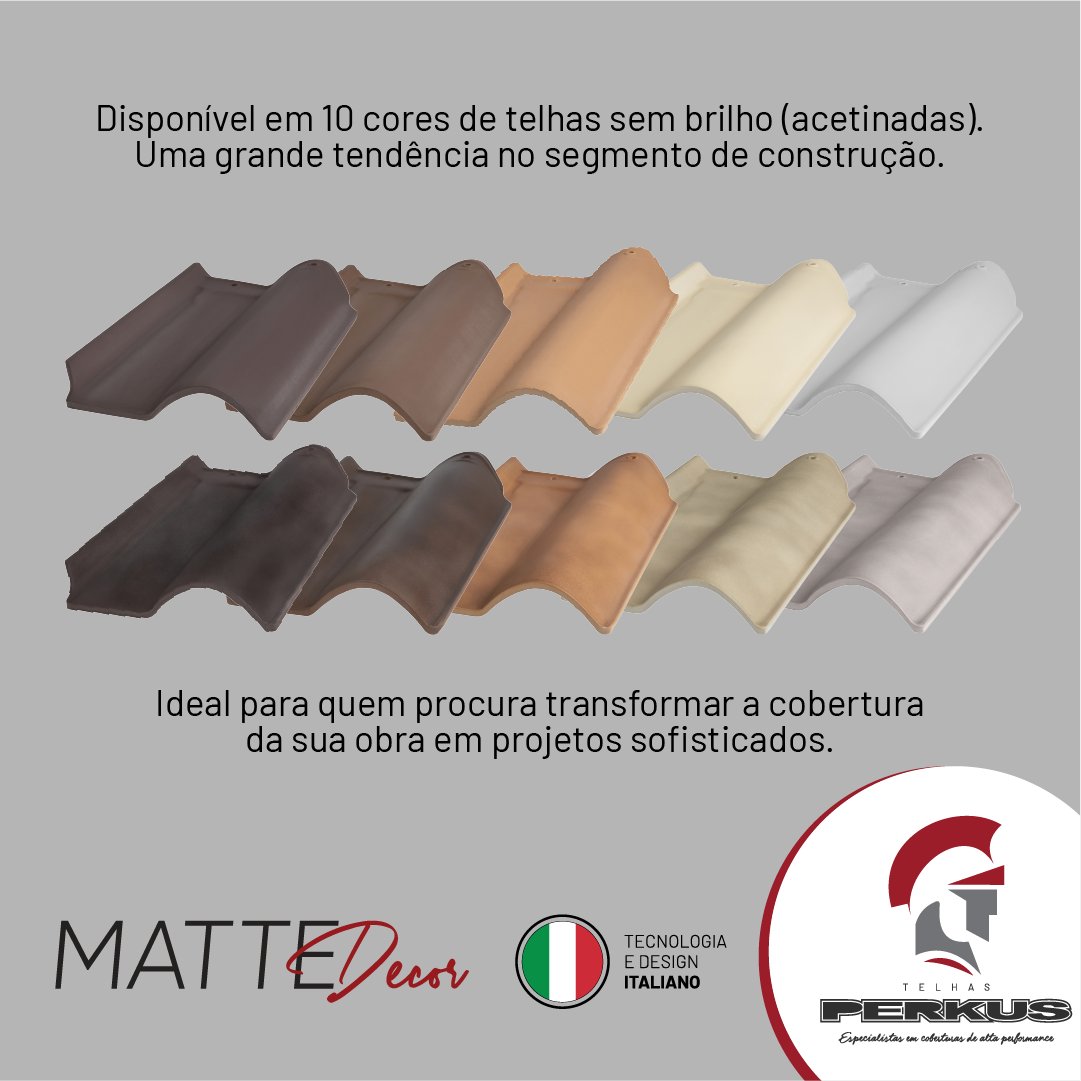TelhasPerkus's tweet photo. Conheça a nova linha de Telhas Matte Decor.
Telhas com acabamento de alto desempenho matte, peças mais robustas e resistentes do que as telhas convencionais. 😍
#TelhasPerkus #Telhas #Cores #Cobertura #Projeto #Construcao #Obra #MatteDecor #AltoDesempenho #Robusta #Resistentes https://t.co/39Q1fJVpDa