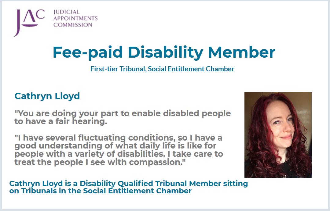 We’re looking for 80 people who either have a disability, or work with those with disabilities in a professional, voluntary or carer capacity. You'll sit as a fee-paid Tribunal Disability Member &amp; help Tribunal panels make important decisions. Read more: bit.ly/DisabilityMemb…