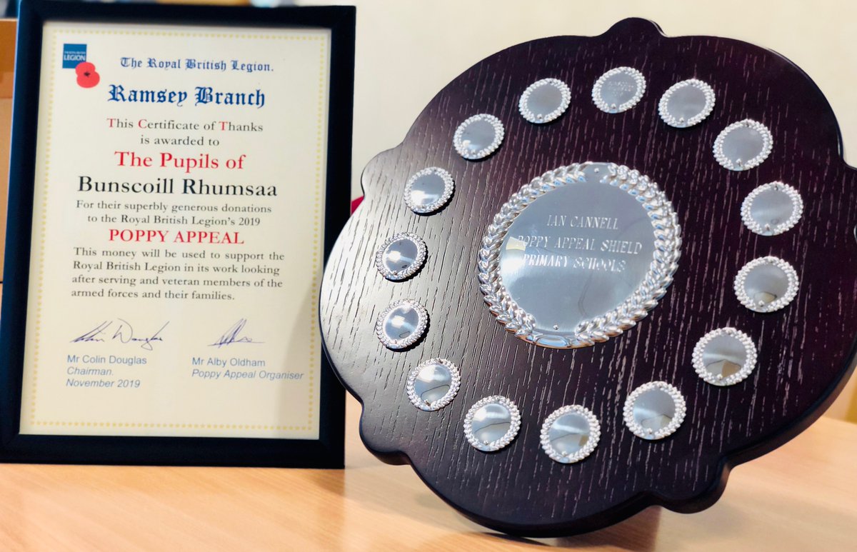 Bunscoill Rhumsaa (@rhumsaaprimary) on Twitter photo We're all so proud to have received this wonderful certificate and shield from our friends at the <a href="/PoppyLegion/">Royal British Legion</a> - it's fantastic community spirit from everyone in Ramsey, and it's an honour to be a part of it. We're all so proud to have received this wonderful certificate and shield from our friends at the <a href="/PoppyLegion/">Royal British Legion</a> - it's fantastic community spirit from everyone in Ramsey, and it's an honour to be a part of it.