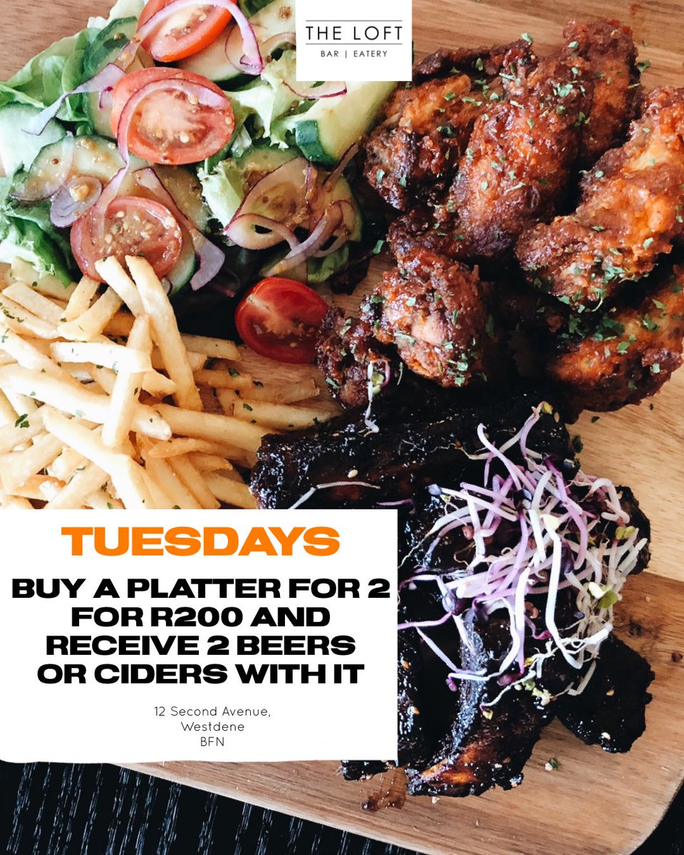 theloft_za's tweet photo. It’s a Tuesday and that only means Tuesday platter for 2 at The Loft 🍱🍱🍱🔥 https://t.co/WQLXLU8sFj