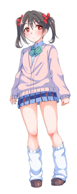 描けなさ過ぎてやたらスカートの短い矢澤描いた、このくらいの丈って平成中期くらい?初期? 