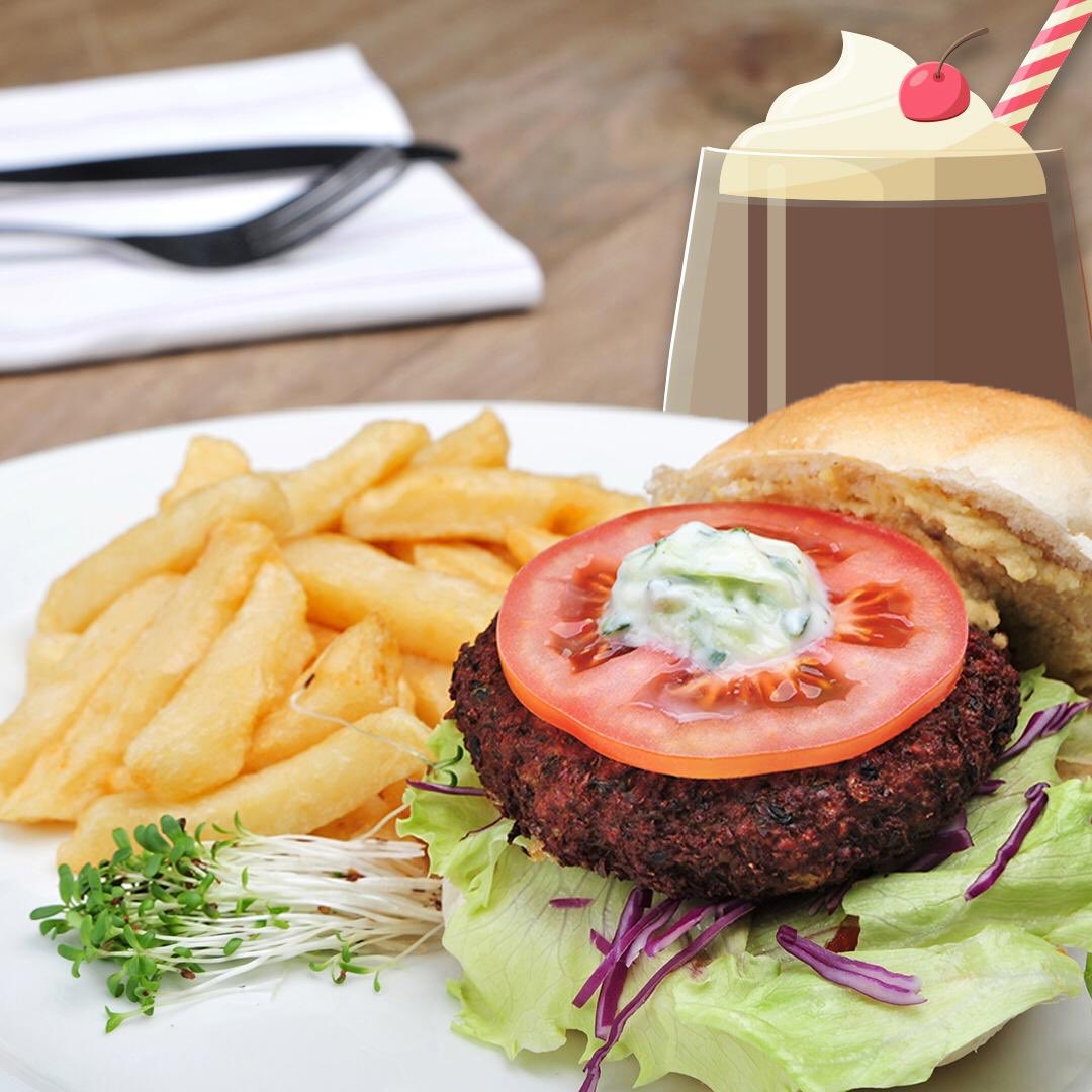 This month only! Get any adult burger plus an adult milkshake for just R65 𝘰𝘳 any kiddies burger and kiddies milkshake for only R45. 𝘖𝘧𝘧𝘦𝘳 𝘢𝘱𝘱𝘭𝘪𝘦𝘴 𝘔𝘰𝘯𝘥𝘢𝘺 𝘵𝘰 𝘛𝘩𝘶𝘳𝘴𝘥𝘢𝘺 𝘢𝘯𝘥 𝘵𝘰 “𝘦𝘢𝘵-𝘪𝘯” 𝘮𝘦𝘢𝘭𝘴 𝘰𝘯𝘭𝘺.