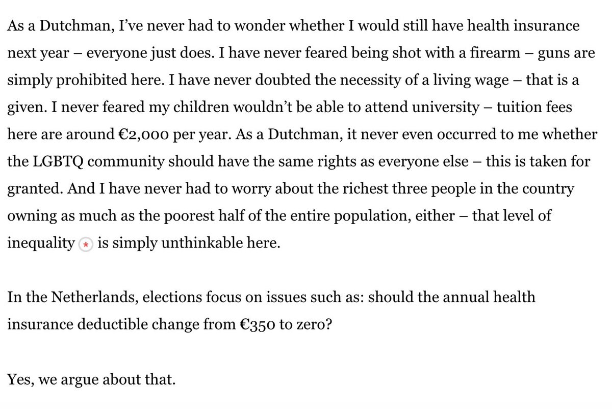 What the US establishment calls the 'radical, extreme-left agenda' (or in the words of Joe Biden: 'pie in the sky') is common sense and taken for granted here in Europe, even by conservatives. thecorrespondent.com/325/dear-us-am…

--&gt; Great piece by <a href="/robwijnberg/">Rob Wijnberg</a>.