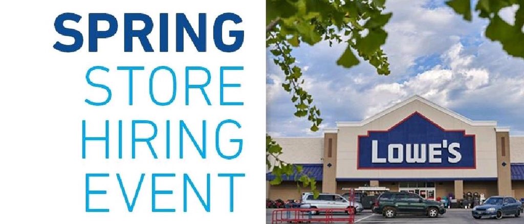 JOIN US!   
Today &amp; Tomorrow Starting at 10am 
Join North #lowes stores in Region 30 for our #hiringevent #TuesdayTip #jobs #northhiring #R30HIRE #R30HIRESUP #Retail #retailjobs #walkinwednesdays