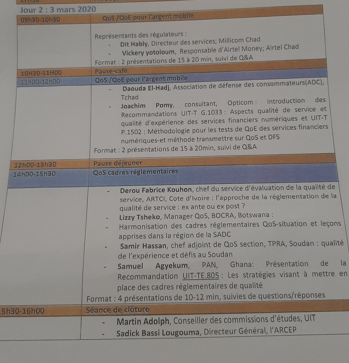 bacharbong's tweet photo. #Day2 de l'atelier de l' @ITU et de l' @ArcepTchad  sur la performance du réseau,  qualité de service et qualité d'expérience #ndjamena #Adjib #TIC235 #khabar https://t.co/Uqmw3hY726