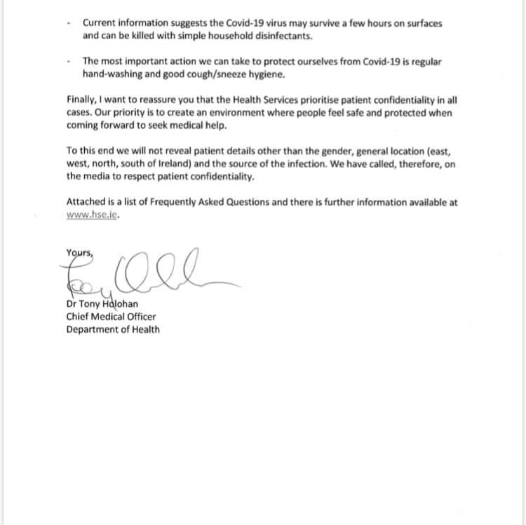 MercyGalway's tweet photo. Letter sent to all schools about the coronavirus. https://t.co/MAWVKVnCKS