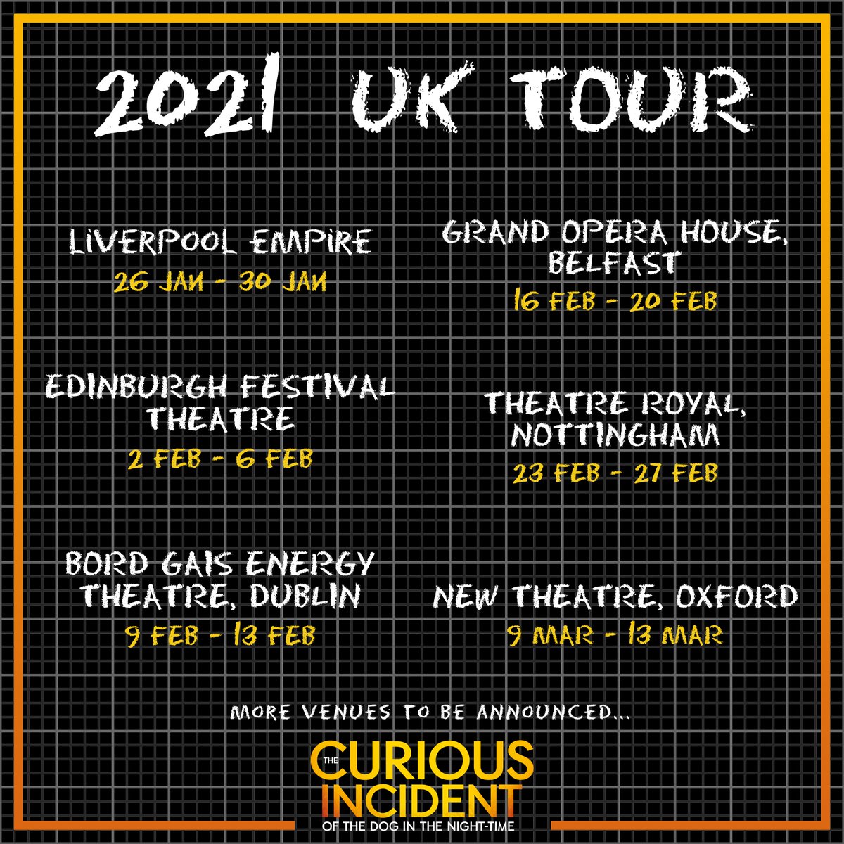 NationalTheatre's tweet photo. The global smash hit is back on tour! #CuriousReturns

Find a venue for @CuriousOnStage near you: https://t.co/JQFGozUfBP https://t.co/G6lAc26I2P