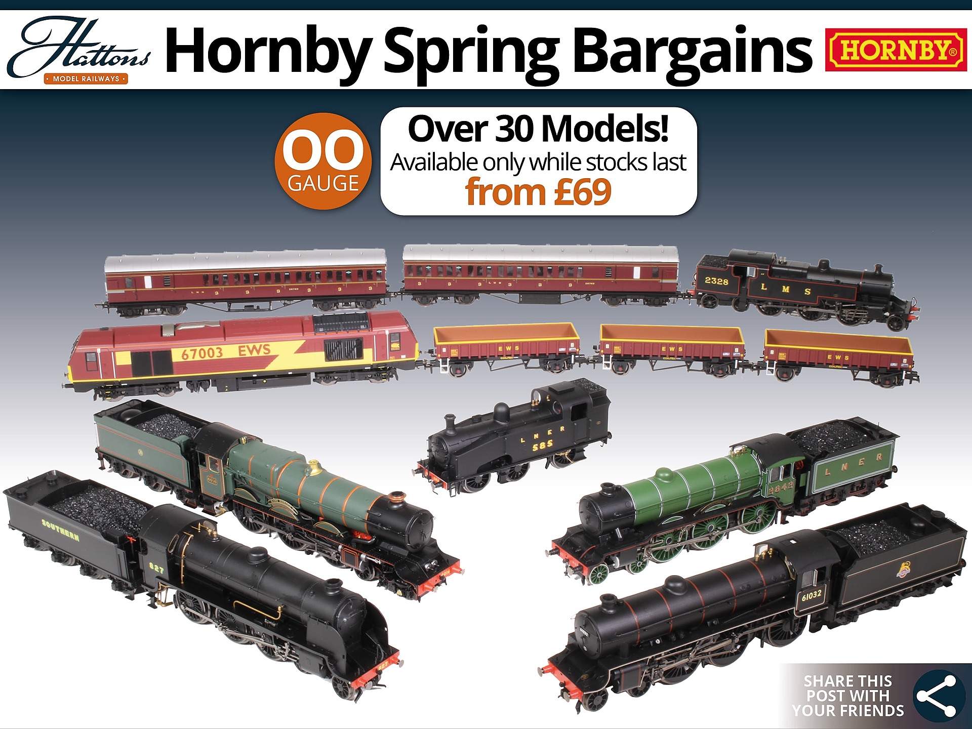 Hattons Model Railways on X We ve discounted a selection of Hornby locomotives and train packs to bargain prices Shop now https t Bf7Gggx0Js Limited stock is available with models starting at just ...