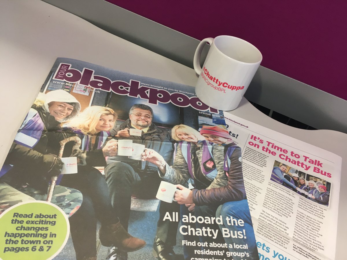 BRICgroupBPL's tweet photo. Wow we have made the front cover of the Your Blackpool Magazine. This will be delivered to all households in Blackpool. What a great way to spread the 'Chatty Story' - let us know what you think? 
#ChattyBenchBPL #ChattyBus #BRICgroupBPL #goodnewsstory https://t.co/Y2bFCRA39t
