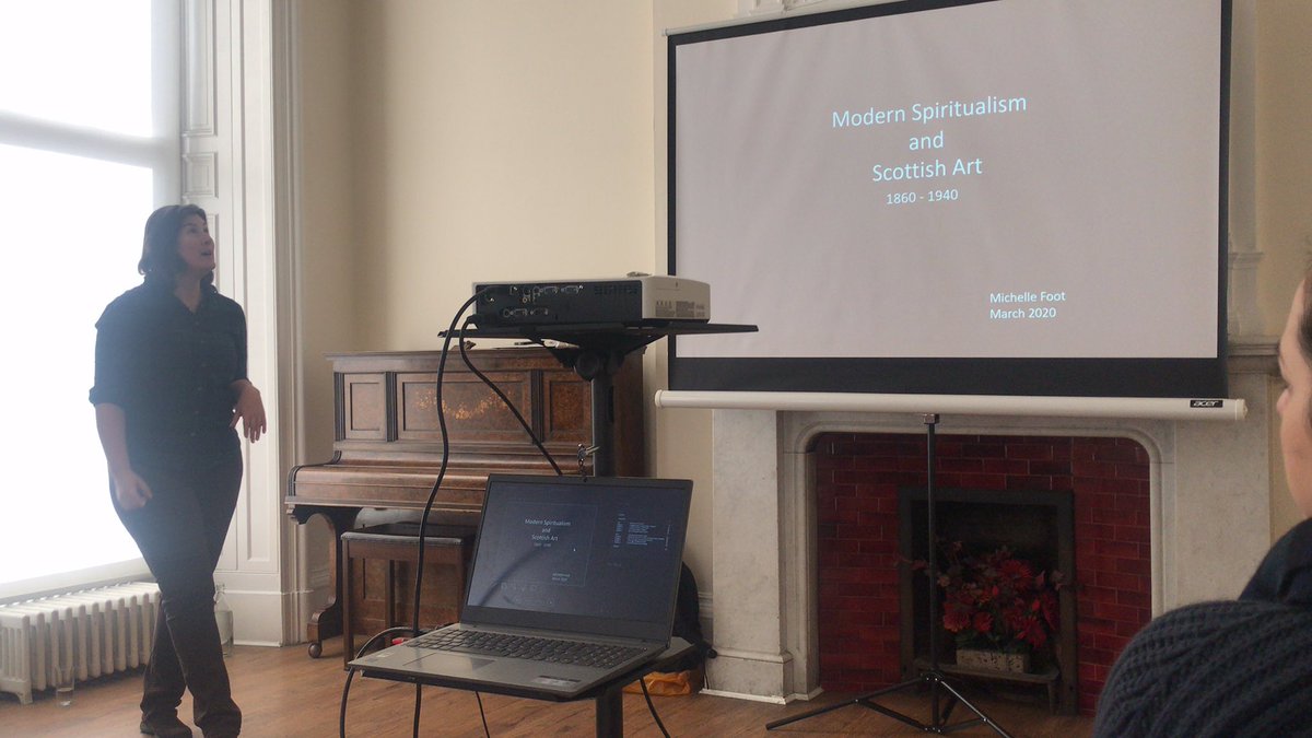 EU_HAS's tweet photo. Michelle Foot talking at the Arthur Conan Doyle Centre about ‘Modern Spiritualism and Scottish Art’ and raising awareness for #TeachingFellowsDoResearchToo https://t.co/yAlWOShFQl