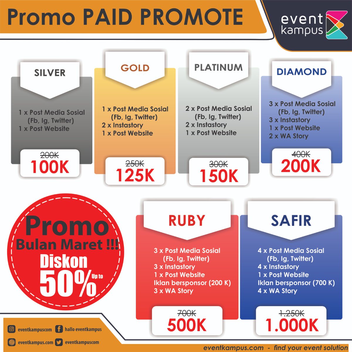 Kampang35154989's tweet photo. Jika ada yang ingin mengadakan event atau acara acara kalau berminat silahkan datang di PT kreasi utama kami melayani segala acara dan event event dan juga kami melayani PAID PROMOTE dan dibulan ini memiliki diskon promo bulan maret sebesar 50%
#eventkampuscom #agendasolo https://t.co/iCcQ5wLmO3