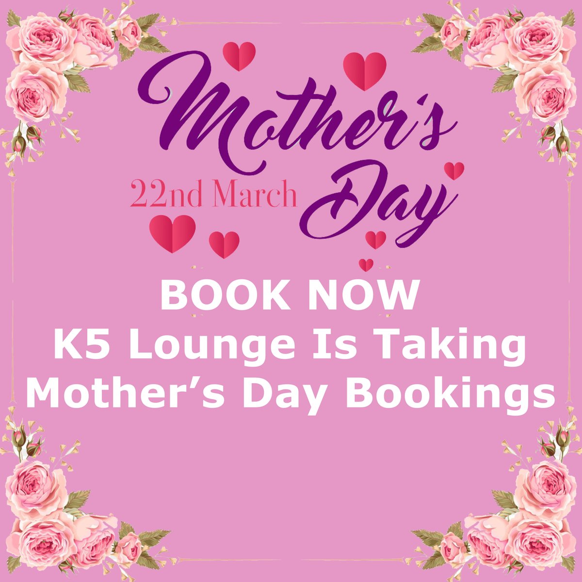 K5Lounge's tweet photo. #MothersDay is on Sunday 22nd March #BOOKNOW to avoid disappointment and treat your mum (and the mother figures in your life) to an #IndianCurry at #K5Lounge We're also doing #SundayBanquet offer that you can take advantage of #MotheringSunday #BanquetNight #MothersDay2020 https://t.co/C76ab9Wqtv