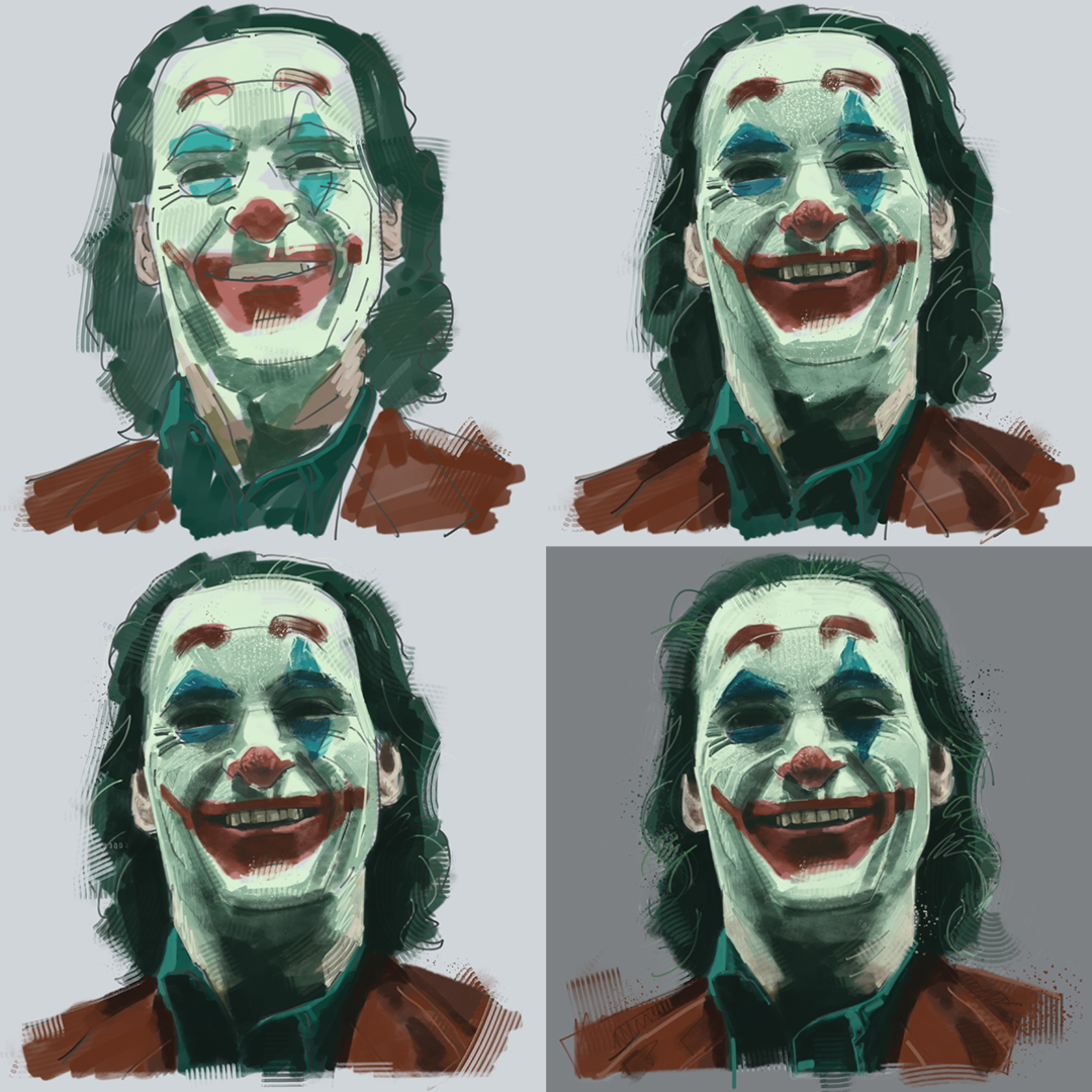 seb_antoniou's tweet photo. Digital illustration of Joker and some process shots. All done in Photoshop CC. Ha. 

#joker #joaquinphoenix #madewithwacom https://t.co/GNqCbxyGJJ