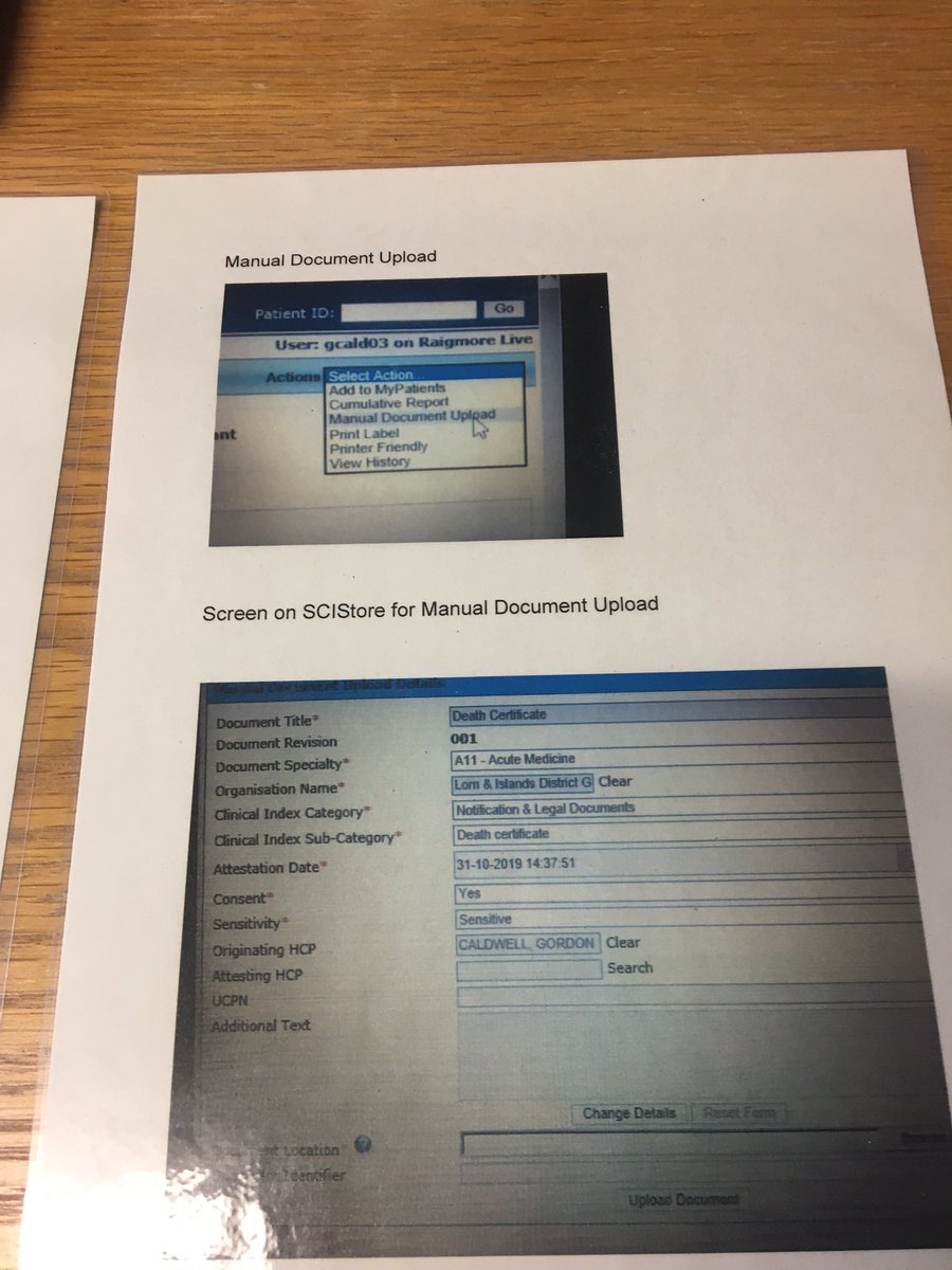 doctorcaldwell's tweet photo. Standard Operating Procedure at #Oban Hospital for Doctors issuing the Death Certificate and scanning into #SCIStore and #Checklist for task completion @NHSHighland @docpaulmiller @OpsProf https://t.co/aoJX1b8wMV