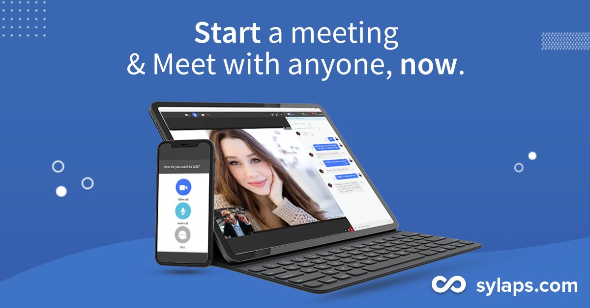 sylapsinc's tweet photo. Start a meeting &amp; Meet with anyone. Now. 
Try https://t.co/dl45AgIFj6 now for Free, Secure, Easy Video Conferencing.  No Account or Download required. 
#MeetWithAnyoneNow #RemoteWork https://t.co/2DricqEu34