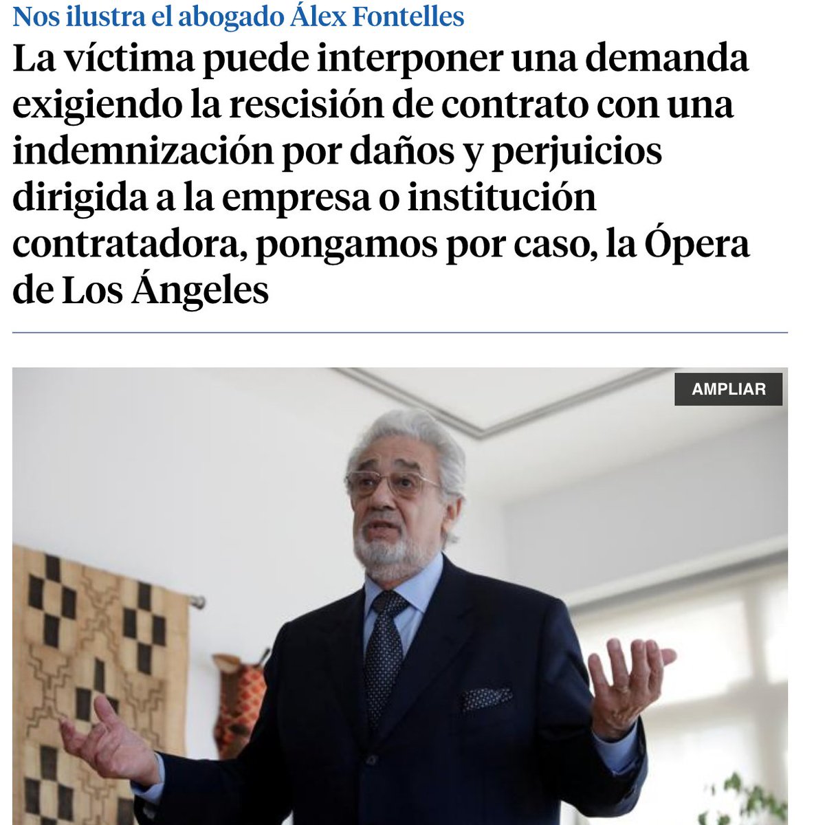 A raíz del caso Plácido Domingo, <a href="/LaVanguardia/">La Vanguardia</a>  nos han consultado sobre las posibles consecuencias penales del tenor lavanguardia.com/cultura/202002…