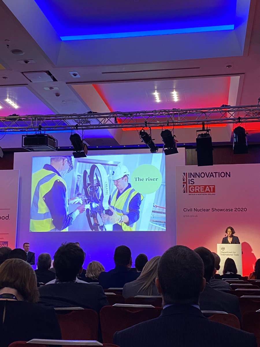 Rebecca Weston, Chief Operating Officer, talking to an international audience about the demolition of the pile chimney at the Civil Nuclear Showcase this morning #cns2020 #DIT #innovation