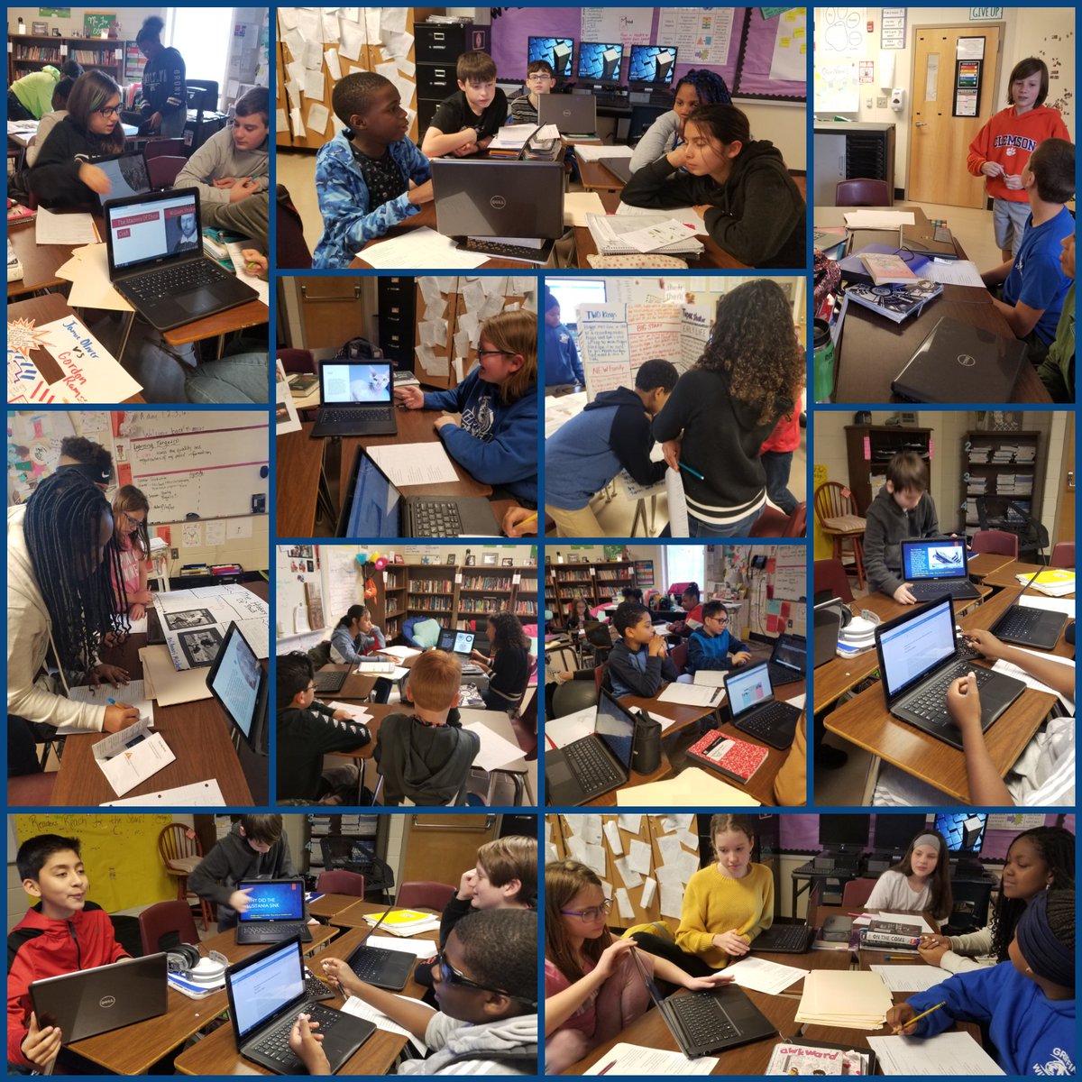 EricaFox_EdD's tweet image. Day 2 of #MLEM20 challenge with @alabama_amle. Action in my school takes on many forms, but here is a snapshot of my kids sharing their informational research projects last week - choice of topic and format. #alamle #middleschoolmatters #iteachmiddleschool #begreatbegriffin