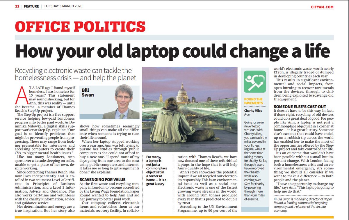 stepuplondon's tweet photo. “I have an opportunity to change my life. This laptop is going to help me do that." @ThamesReach's Step Up participant Ann on the transformative impact of receiving a refurbished laptop from @PaperRound, which she will use to complete her studies. Full story in today's @CityAM. https://t.co/aTz4GKNjmW