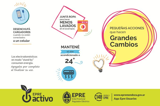 epremendoza's tweet photo. ☀️Jornada calurosa 
🌡️ Temp Máx 36°C @ContingenciasDA 

En estos días  de calor☀️ realicemos acciones sencillas en el hogar o lugar de trabajo para hacer un uso eficiente de la electricidad y consumir menos
⚡️Cuidemos la energía sin resignar confort #ElAireA24 https://t.co/oWJjc20xVu